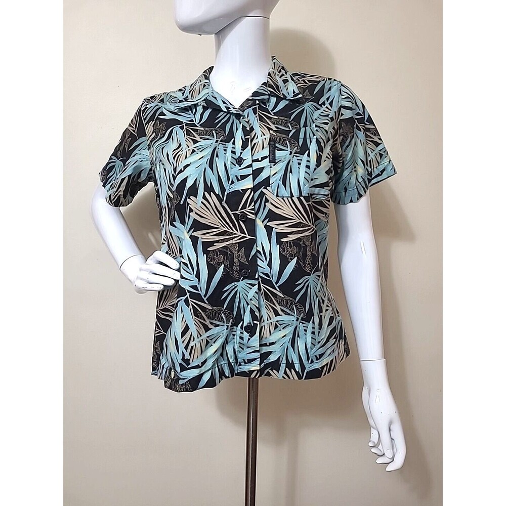 Columbia Womens River Resort Tropical Button Up Top Shirt Size Small Multicolor